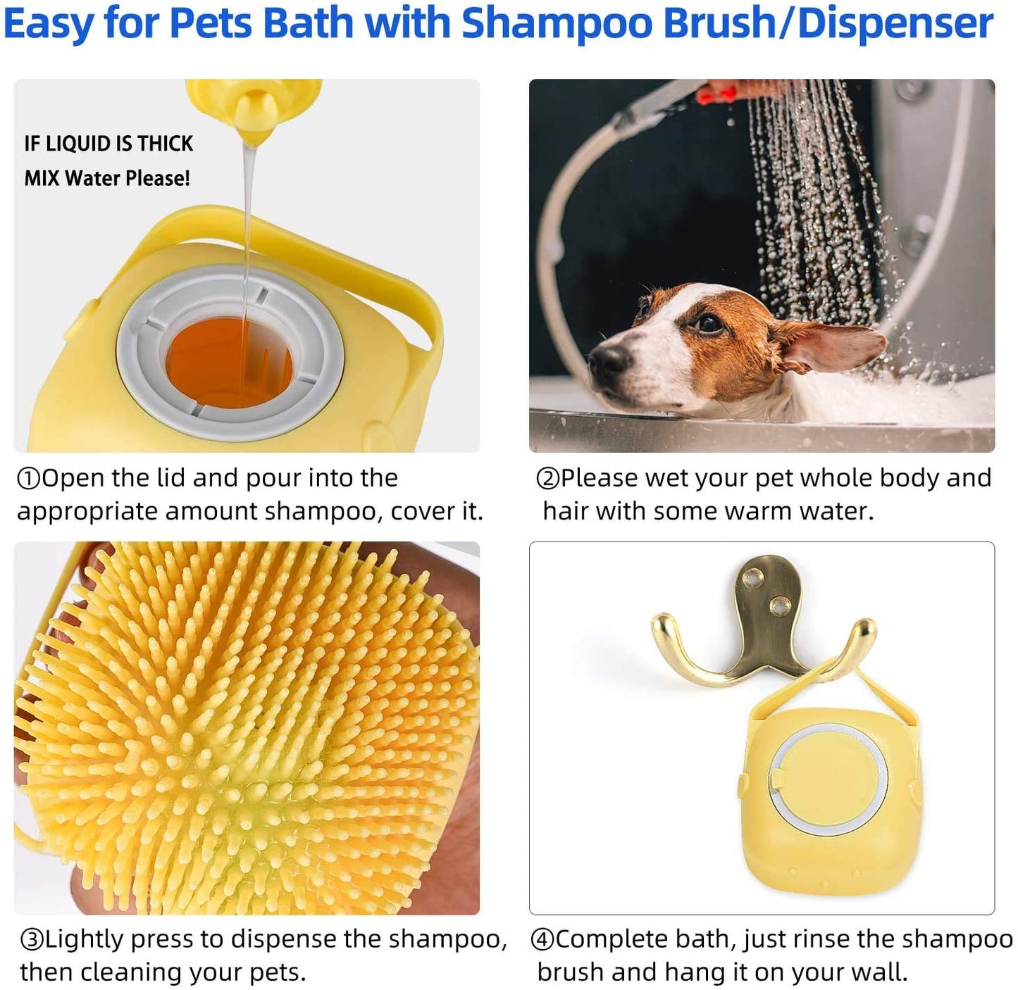 Dog Brush, Cat Bath Brush for Grooming & Bathing