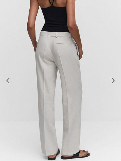 Women Straight Fit Pleated Trousers C001