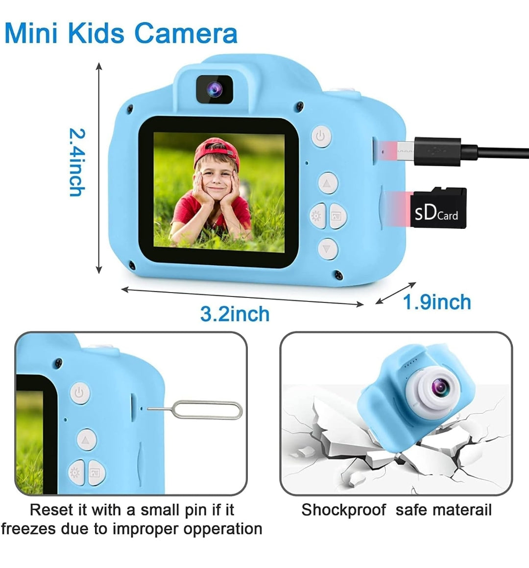 Kids Camera Toys for Girls & Boys, Toddler Camera Toys for Age 3-10 Year Kids 1080P HD Digital Video Camera (Without SD Card)