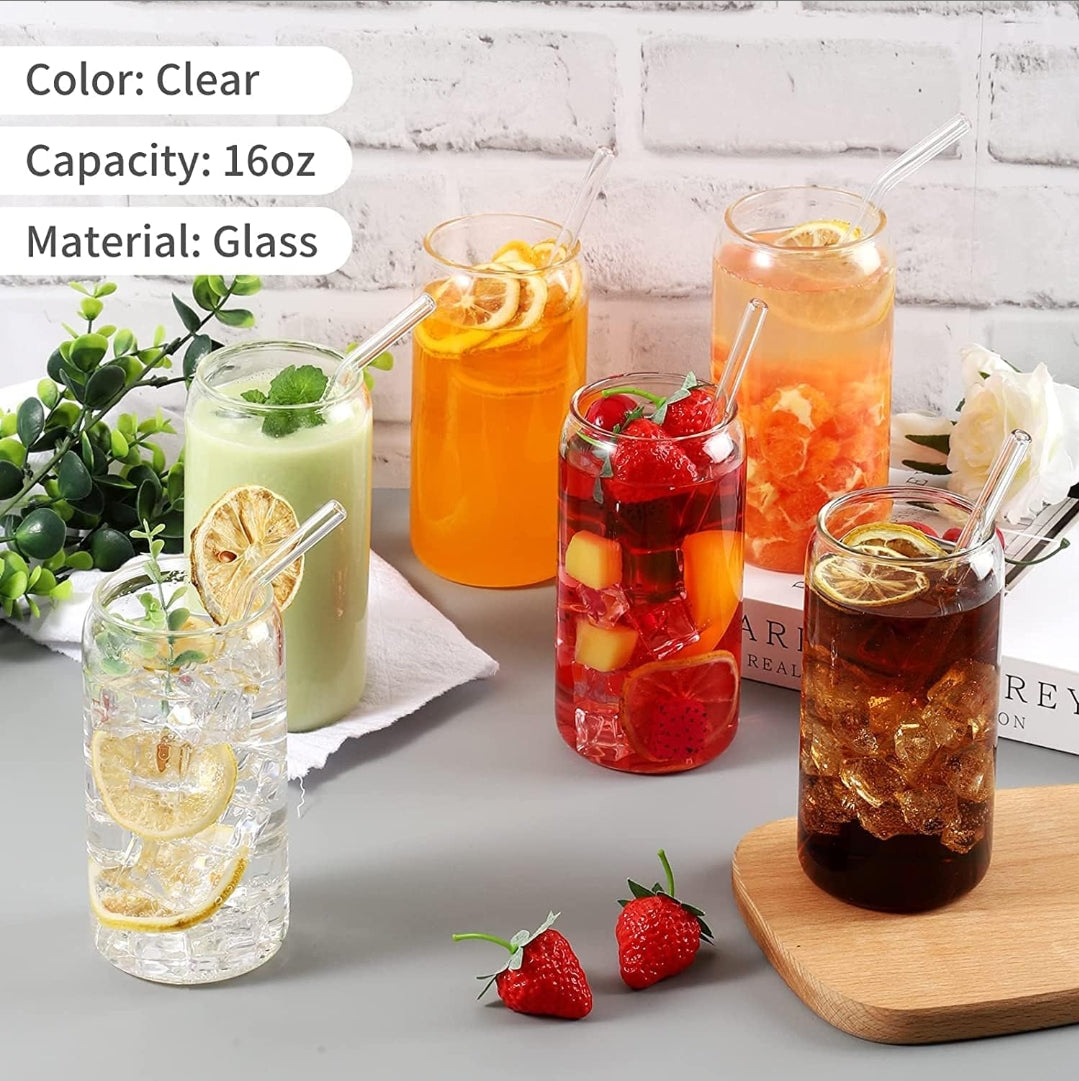 Juice Glasses - 500 ml | Can Shaped Juice Glasses, Ideal for Water, Juice, Cocktail, Soda, Iced Coffee Glasses