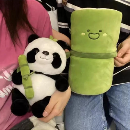 Cute Panda Plush with Bamboo