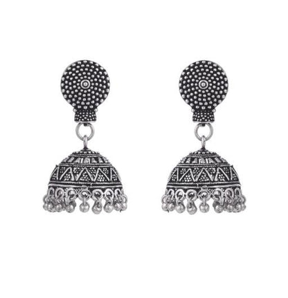 Silver Plated Handmade Party Wear Necklace Jewellery Set with Jhumkaa Earrings for Girls and Women