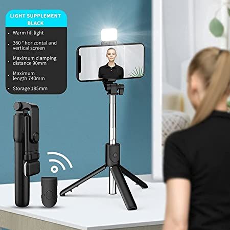 Extendable Flash 3-in-1 Selfie Stick Tripod with Bluetooth Remote